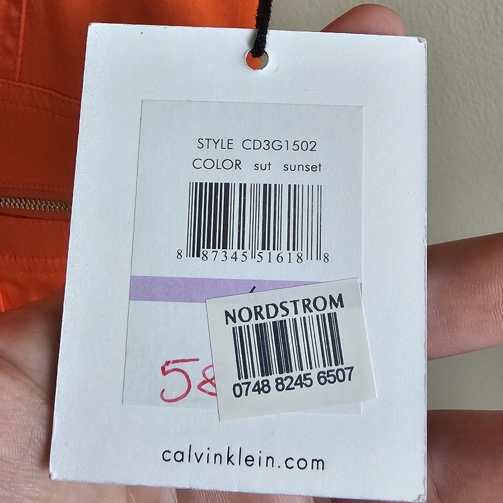 NEW Calvin Klein Bright Orange Panelled Dress with Zipper Accents Size 6 - Picture 4 of 5